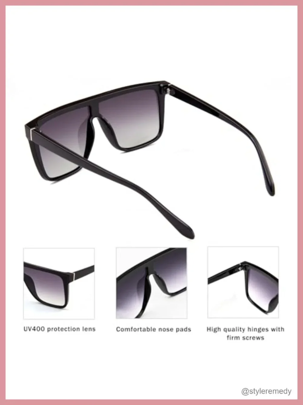 Square Trendy Flat Top Sunglasses - UV400, Ultralight Plastic, Upgraded Hinges